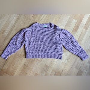 Universal Thread Lavender Crochet Puff-Sleeve Sweater